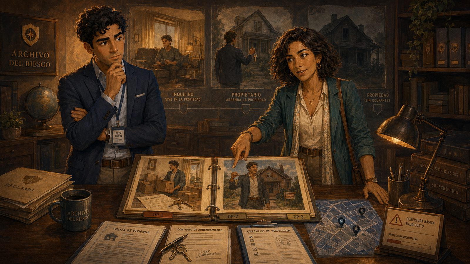 Alex y Luna revisan expedientes de inquilino, arrendador y vivienda desocupada