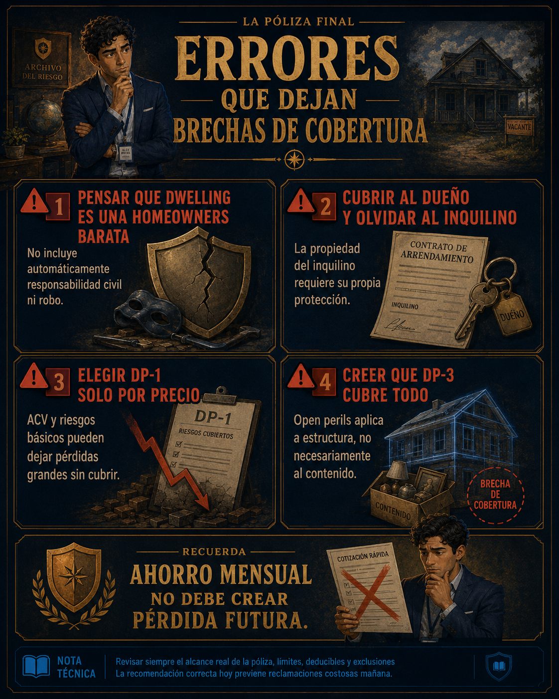Infografía sobre errores comunes al recomendar Dwelling Policies